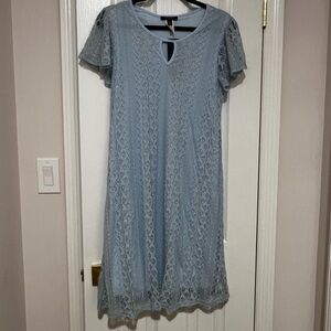 NWT Espresso Los Angeles S Lace Shirt Sleeve Dress in Soft Blue